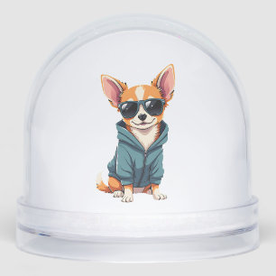 Funny Chihuahua Dog Easily Distracted By Large Dog Snowglobe
