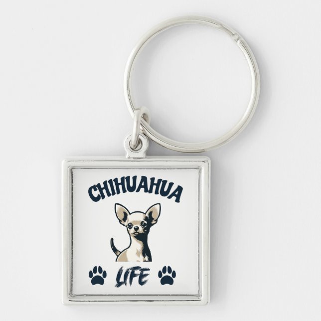 Funny Chihuahua Dog Key Ring (Front)