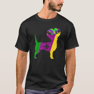 Funny Chihuahua Dog Mardi Gras Party Mask Beads Do T-Shirt