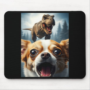 Funny Chihuahua Dog Selfie With T-rex Women Men Ki Mouse Mat
