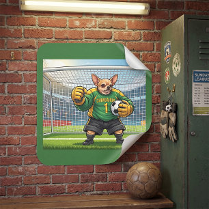 Funny Chihuahua Dog Soccer Goalie Square Sticker