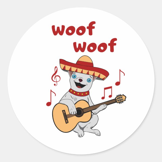 Funny Chihuahua Dog Wearing a Sombrero. Funny Classic Round Sticker (Front)