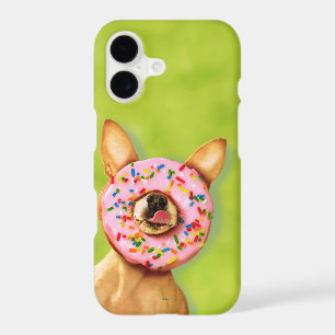 Funny Chihuahua Dog with Sprinkle Doughnut on Nose