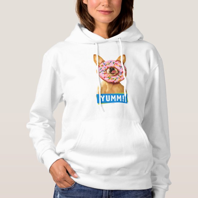 Funny Chihuahua Dog with Sprinkle Doughnut on Nose Hoodie (Front)