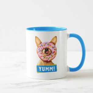 Funny Chihuahua Dog with Sprinkle Doughnut on Nose Mug