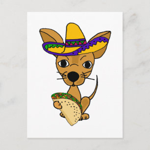Funny Chihuahua eating Taco Cartoon Postcard