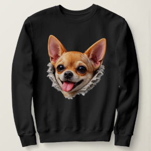 Funny Chihuahua Face 3D Design – Cute Dog Meme  Sweatshirt