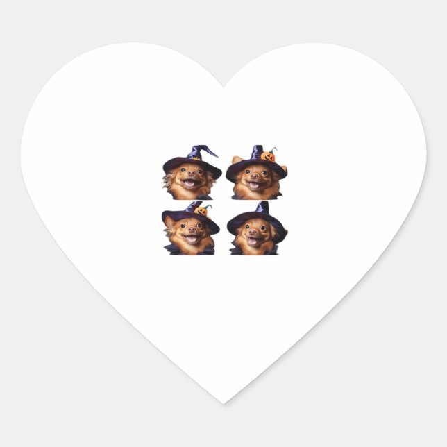 Funny Chihuahua Halloween Witch Costume � Cute Dog Heart Sticker (Front)