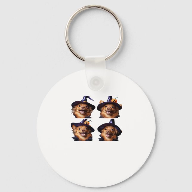 Funny Chihuahua Halloween Witch Costume � Cute Dog Key Ring (Front)