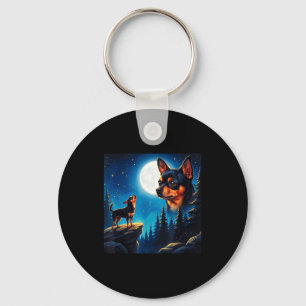 Funny chihuahua howling at the moon pet dog lover key ring