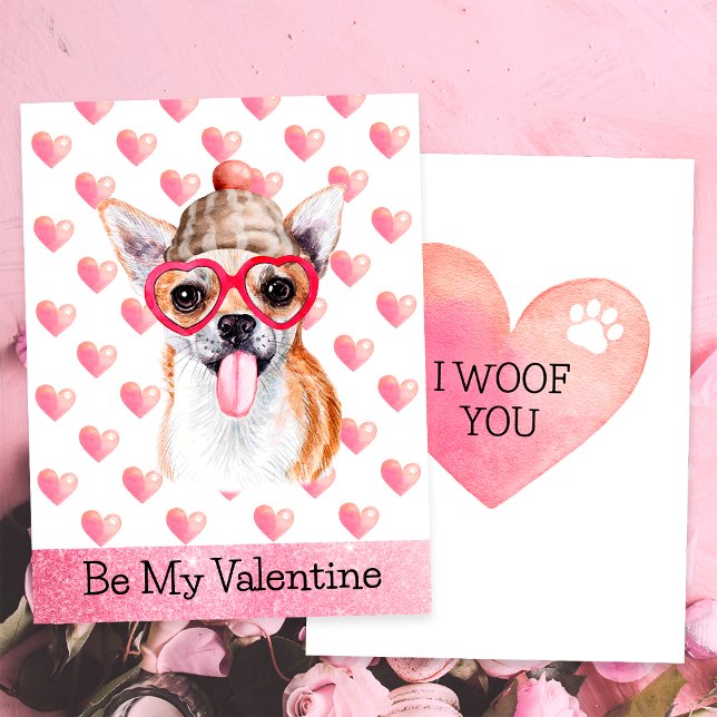 Funny Chihuahua I Woof You Dog Valentine's Day Holiday Card (Creator Uploaded)