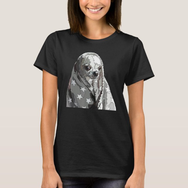Funny Chihuahua In A Blanket Chiwawa Mom Dad Dog L T-Shirt (Front)