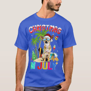 Funny Chihuahua in Santa Hat Sunglasses Christmas T-Shirt