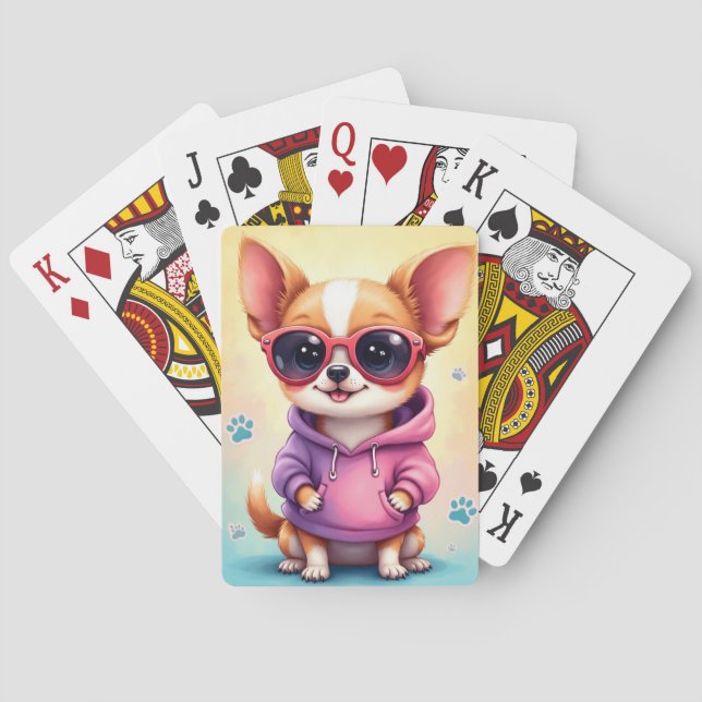 Funny Chihuahua Kawaii Dog Playing Cards (Back)