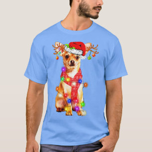 Funny Chihuahua Santa Hat Xmas Lights Gift Dog Lov T-Shirt