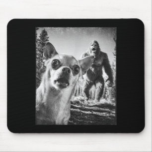 Funny Chihuahua Selfie With Bigfoot Sasquatch Cryp Mouse Mat