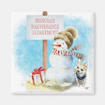 Funny Chihuahua Snowman Magnet