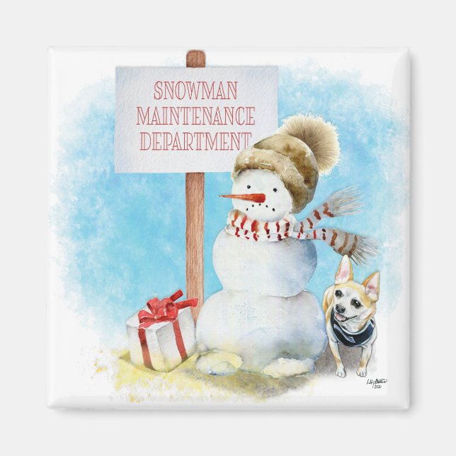Funny Chihuahua Snowman Magnet (Front)