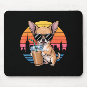 Funny chihuahua sunglasses iced coffee vintage mouse mat