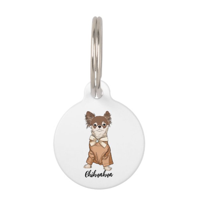 Funny chihuahua wearing hoodie pet tag (Front)