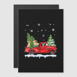 Funny Chihuahua With Red Truck Christmas Holiday Magnetic Invitation