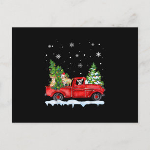 Funny Chihuahua With Red Truck Christmas Holiday Postcard