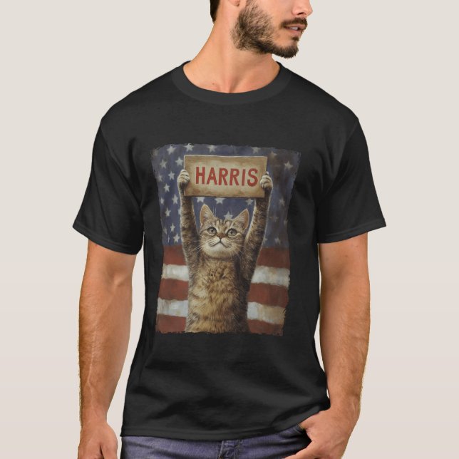 Funny Childless Cat Ladies For Harris 2024 T Shirt (Front)