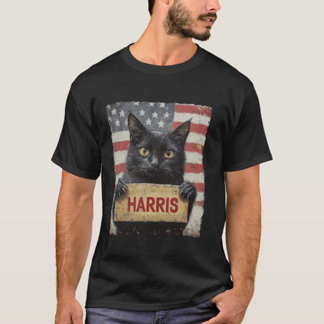 Funny Childless Cat Ladies For Harris 2024 T Shirt (Front)