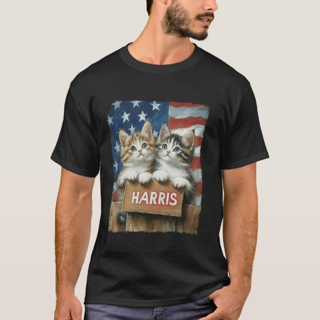 Funny Childless Cat Ladies For Harris 2024 T Shirt (Front)