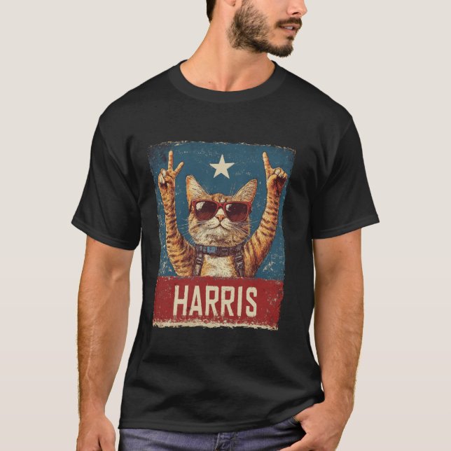Funny Childless Cat Ladies For Harris 2024 T Shirt (Front)
