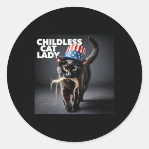 Funny Childless Cat Lady Trump Hair Easy Halloween Classic Round Sticker