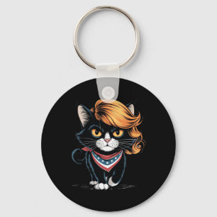 Funny Childless Cat Lady With Trump Hair Vote Kama Key Ring