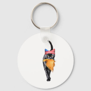 Funny Childless Cat Lady With Trump Hair Vote Kama Key Ring