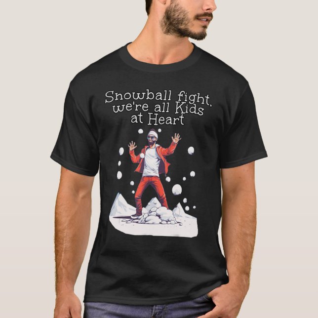 Funny Childlike Man in Tracksuit for Snowball Wint T-Shirt (Front)