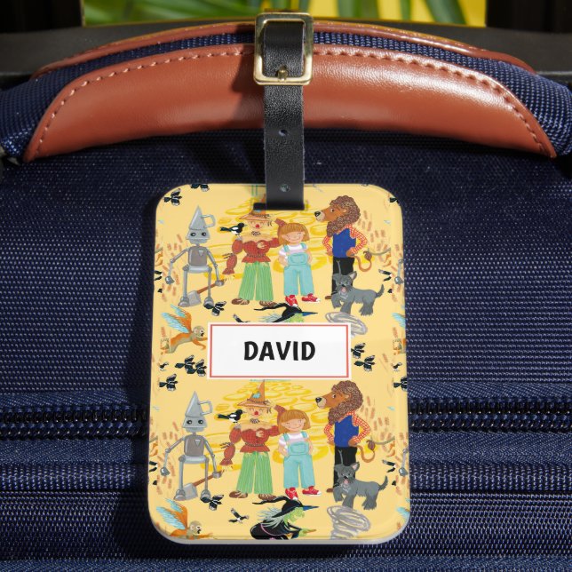 Funny children's characters on cream luggage tag (Front Insitu 2)