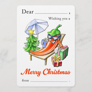 Funny Chili Merry Christmas Fill-in By Hand Cute Invitation