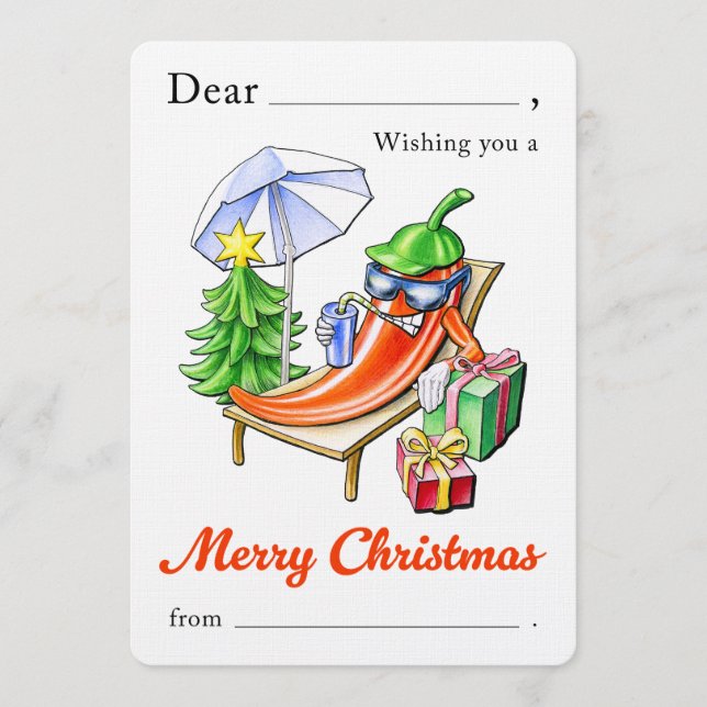 Funny Chili Merry Christmas Fill-in By Hand Cute Invitation (Front)
