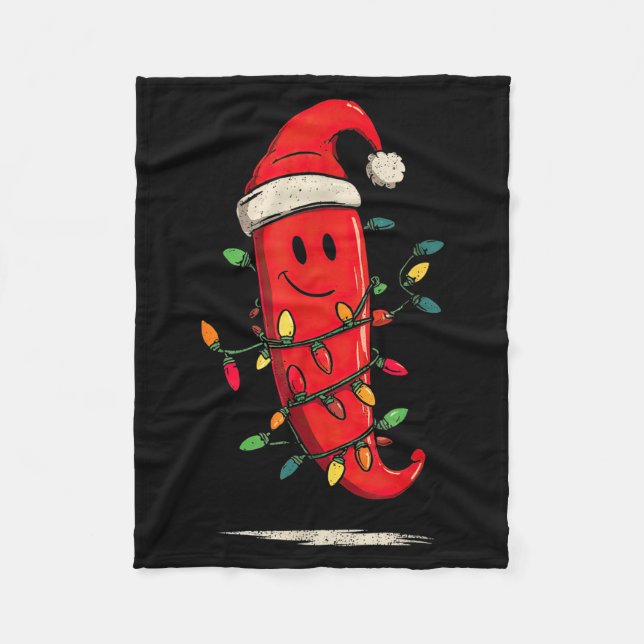 Funny Chili Pepper Christmas Graphics Lights Lover Fleece Blanket (Front)
