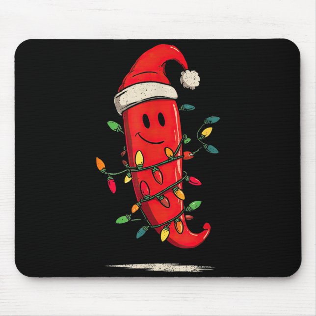 Funny Chili Pepper Christmas Graphics Lights Lover Mouse Mat (Front)