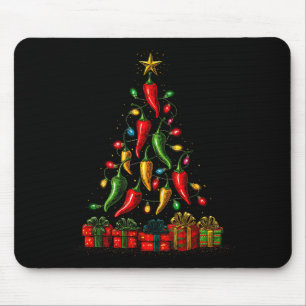 Funny Chili Peppers Christmas Tree Graphic Mouse Mat