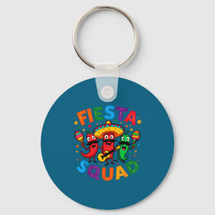 Funny chili peppers fiesta squad cinco de mayo key ring