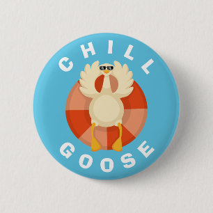 Funny Chill Goose Summer Vacation Beach Silly Pool 6 Cm Round Badge