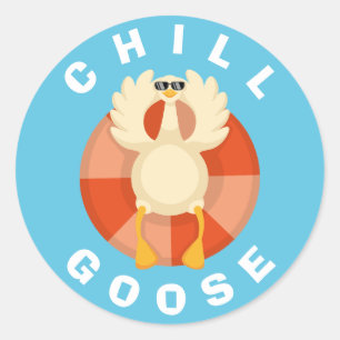 Funny Chill Goose Summer Vacation Beach Silly Trip Classic Round Sticker