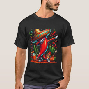 Funny Chilli Dabbing Hot Pepper Sombrero Cinco De T-Shirt