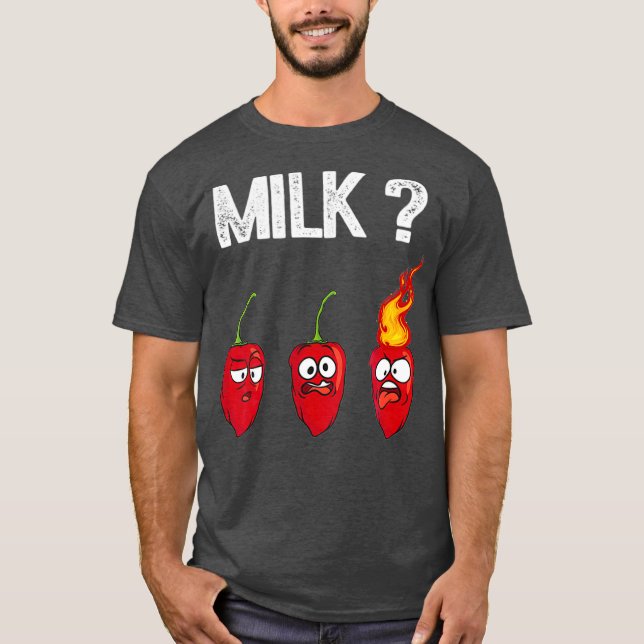 Funny Chilli Pepper Hot Habanero Sauce Milk T-Shirt (Front)