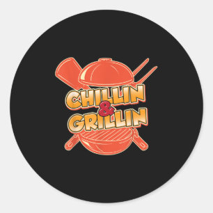 Funny Chillin And Grillin Grilling Meat Brisket Bb Classic Round Sticker