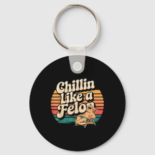 Funny Chillin Like A Felon Trump Summer 2024 Retro Key Ring