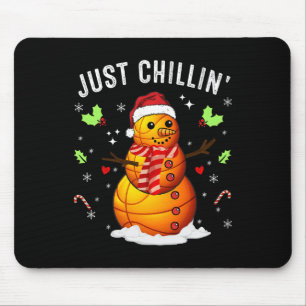 Funny Chillin' Snowman Sketll Ll Santa Hat Christm Mouse Mat