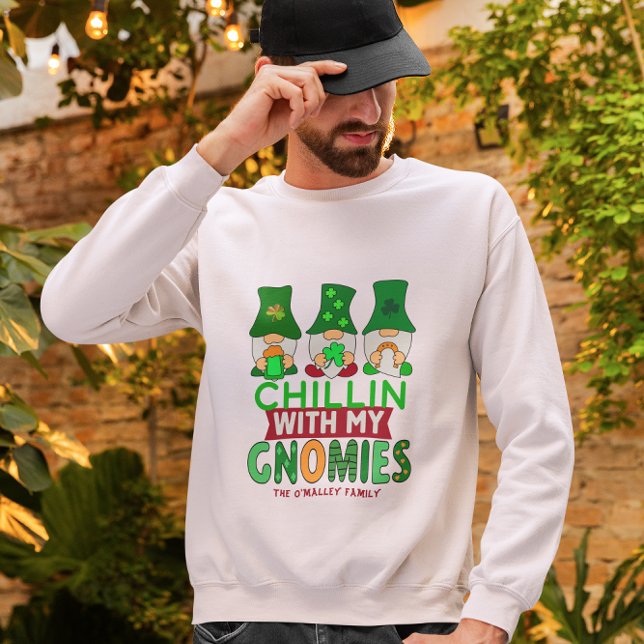 Funny Chillin with Gnomies St Patricks Day Sweatshirt (Funny Chillin with Gnomies St Patrick's Day Sweatshirt)