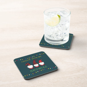 Funny Chillin' With My Gnomies Christmas Pun    Be Coaster